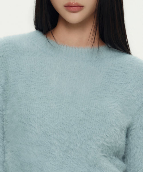 MUSINSA STANDARD WOMAN MUSINSA STANDARD WOMAN Women's Fuzzy Crew Neck Knit Pastel Blue