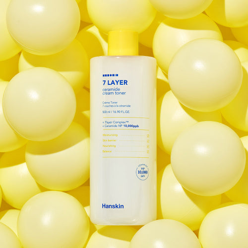 HANSKIN Seven Layer Ceramide Cream Toner 500ml x 2 (80 cotton pads provided)