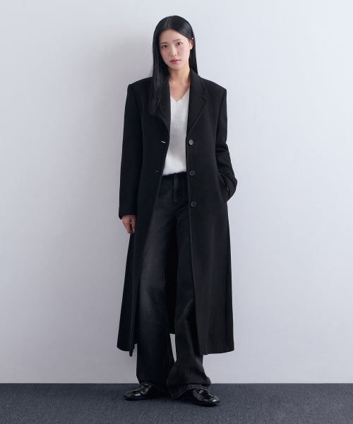 MUSINSA STANDARD WOMAN MUSINSA STANDARD WOMAN Cashmere Blend Tide Maxi Coat (Black)