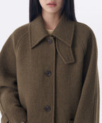 MUSINSA STANDARD WOMAN MUSINSA STANDARD WOMAN Wool Blend Boucle Balmacan Half Coat [Brown]