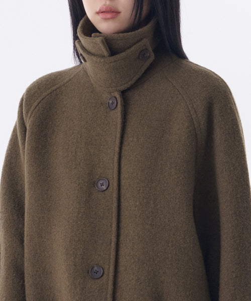 MUSINSA STANDARD WOMAN MUSINSA STANDARD WOMAN Wool Blend Boucle Balmacan Half Coat [Brown]