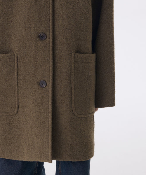 MUSINSA STANDARD WOMAN MUSINSA STANDARD WOMAN Wool Blend Boucle Balmacan Half Coat [Brown]