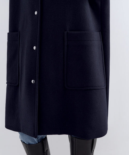 MUSINSA STANDARD WOMAN MUSINSA STANDARD WOMAN Wool Blend Hooded Coat (Navy)