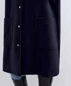 MUSINSA STANDARD WOMAN MUSINSA STANDARD WOMAN Wool Blend Hooded Coat (Navy)