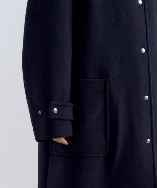 MUSINSA STANDARD WOMAN MUSINSA STANDARD WOMAN Wool Blend Hooded Coat (Navy)