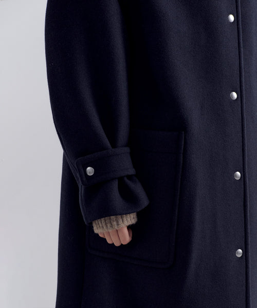 MUSINSA STANDARD WOMAN MUSINSA STANDARD WOMAN Wool Blend Hooded Coat (Navy)
