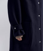 MUSINSA STANDARD WOMAN MUSINSA STANDARD WOMAN Wool Blend Hooded Coat (Navy)