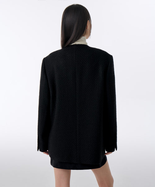 MUSINSA STANDARD WOMAN MUSINSA STANDARD WOMAN Women's Round Neck Tweed Half Jacket [Black]