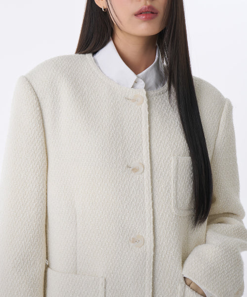 MUSINSA STANDARD WOMAN MUSINSA STANDARD WOMAN Women's Round Neck Tweed Half Jacket