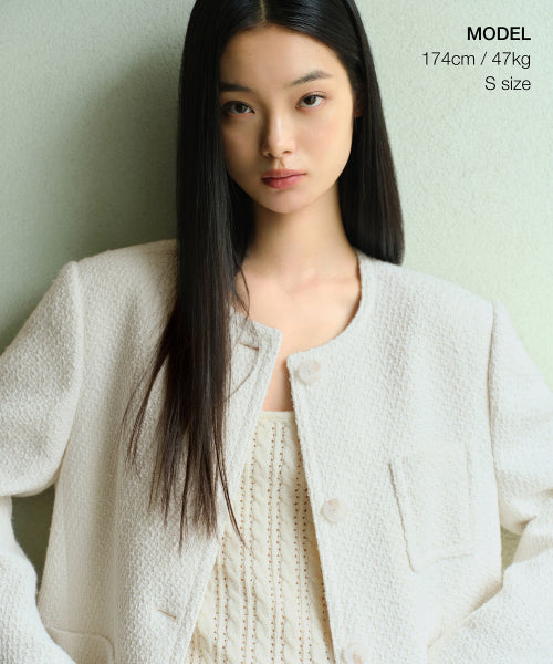 MUSINSA STANDARD WOMAN MUSINSA STANDARD WOMAN Women's Round Neck Tweed Half Jacket