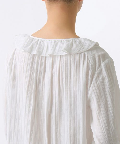 MUSINSA STANDARD WOMAN MUSINSA STANDARD WOMAN Women's Cotton Frill Neck Blouse (White)
