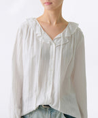 MUSINSA STANDARD WOMAN MUSINSA STANDARD WOMAN Women's Cotton Frill Neck Blouse (White)