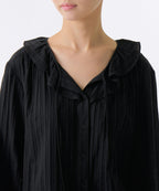 MUSINSA STANDARD WOMAN MUSINSA STANDARD WOMAN Women's Cotton Frill Neck Blouse [Black]