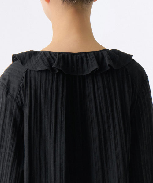 MUSINSA STANDARD WOMAN MUSINSA STANDARD WOMAN Women's Cotton Frill Neck Blouse [Black]