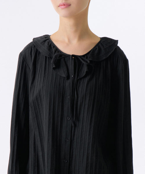 MUSINSA STANDARD WOMAN MUSINSA STANDARD WOMAN Women's Cotton Frill Neck Blouse [Black]
