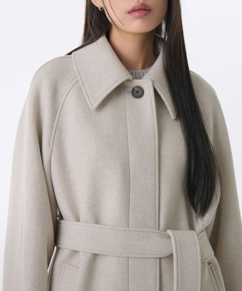 MUSINSA STANDARD WOMAN MUSINSA STANDARD WOMAN Cashmere Blend Balmacan Robe Coat [Oatmeal]