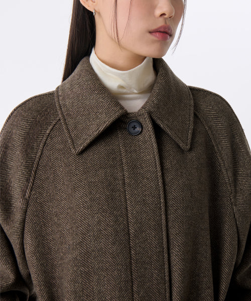 MUSINSA STANDARD WOMAN MUSINSA STANDARD WOMAN Coat Herringbone Balmacan Robe [Brown]