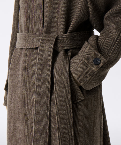 MUSINSA STANDARD WOMAN MUSINSA STANDARD WOMAN Coat Herringbone Balmacan Robe [Brown]