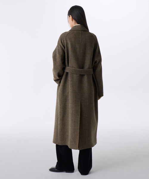MUSINSA STANDARD WOMAN MUSINSA STANDARD WOMAN Coat Herringbone Balmacan Robe [Brown]