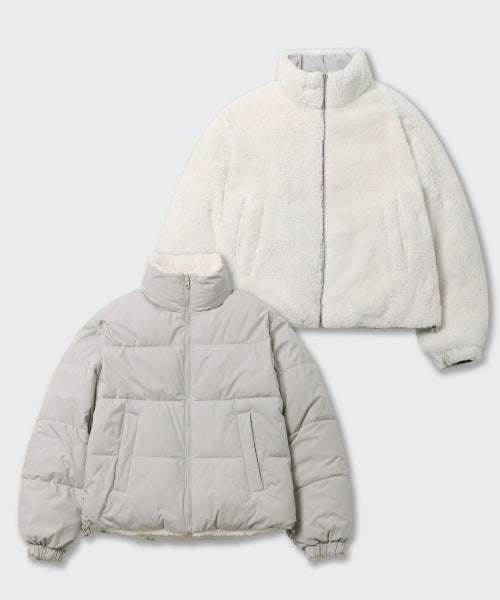 MUSINSA STANDARD WOMAN MUSINSA STANDARD WOMAN Padded Jacket Ash Gray/Ivory