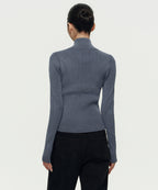 MUSINSA STANDARD WOMAN MUSINSA STANDARD WOMAN Women's Two-Tone Ribbed Slim Knit Zip-Up [Size]