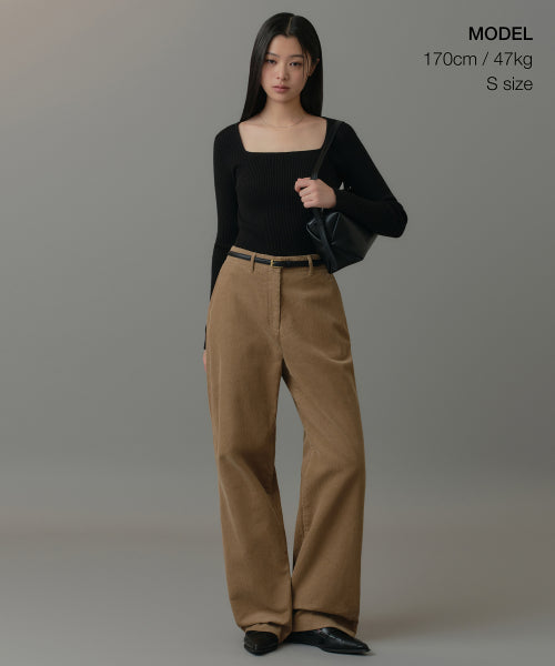 MUSINSA STANDARD WOMAN MUSINSA STANDARD WOMAN Women's Ribbed Slim Square Neck Knit Black