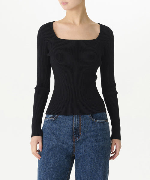 MUSINSA STANDARD WOMAN MUSINSA STANDARD WOMAN Women's Ribbed Slim Square Neck Knit Black