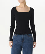 MUSINSA STANDARD WOMAN MUSINSA STANDARD WOMAN Women's Ribbed Slim Square Neck Knit Black
