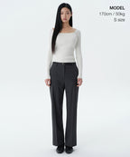 MUSINSA STANDARD WOMAN MUSINSA STANDARD WOMAN Women's Ribbed Slim Square Neck Knit [Ivory]