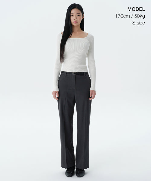 MUSINSA STANDARD WOMAN MUSINSA STANDARD WOMAN Women's Ribbed Slim Square Neck Knit [Ivory]