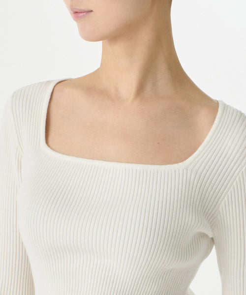 MUSINSA STANDARD WOMAN MUSINSA STANDARD WOMAN Women's Ribbed Slim Square Neck Knit [Ivory]