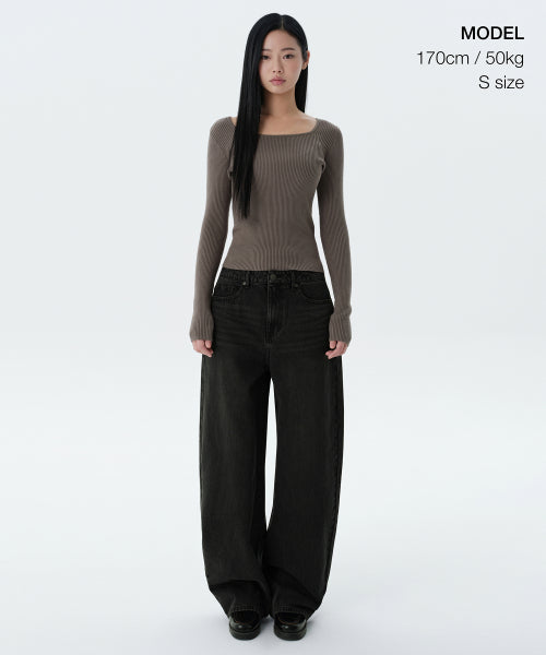 MUSINSA STANDARD WOMAN MUSINSA STANDARD WOMAN Women's Ribbed Slim Square Neck Knit [Taupe] (Size)