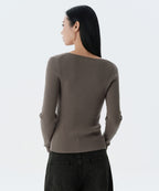MUSINSA STANDARD WOMAN MUSINSA STANDARD WOMAN Women's Ribbed Slim Square Neck Knit [Taupe] (Size)