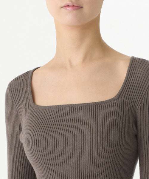 MUSINSA STANDARD WOMAN MUSINSA STANDARD WOMAN Women's Ribbed Slim Square Neck Knit [Taupe] (Size)