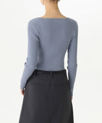 MUSINSA STANDARD WOMAN MUSINSA STANDARD WOMAN Women's Ribbed Slim Square Neck Knit Blue Gray