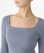 MUSINSA STANDARD WOMAN MUSINSA STANDARD WOMAN Women's Ribbed Slim Square Neck Knit Blue Gray