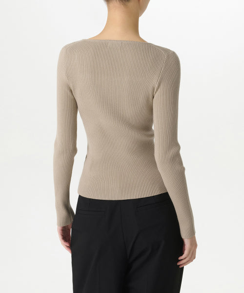 MUSINSA STANDARD WOMAN MUSINSA STANDARD WOMAN Women's Ribbed Slim Square Neck Knit Greyish Beige