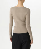 MUSINSA STANDARD WOMAN MUSINSA STANDARD WOMAN Women's Ribbed Slim Square Neck Knit Greyish Beige