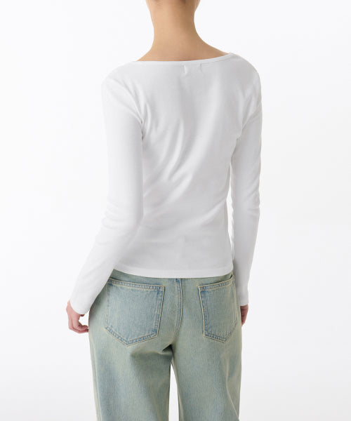 MUSINSA STANDARD WOMAN MUSINSA STANDARD WOMAN Women's Slim Square Neck Long Sleeve T-Shirt (White)