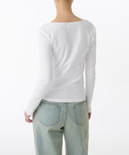 MUSINSA STANDARD WOMAN MUSINSA STANDARD WOMAN Women's Slim Square Neck Long Sleeve T-Shirt (White)