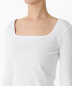 MUSINSA STANDARD WOMAN MUSINSA STANDARD WOMAN Women's Slim Square Neck Long Sleeve T-Shirt (White)