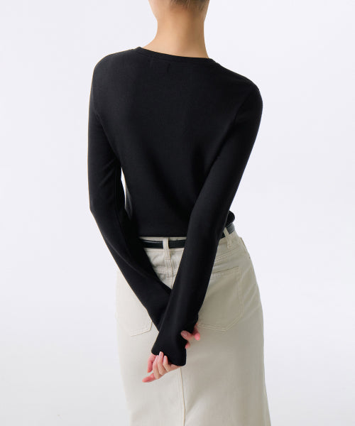 MUSINSA STANDARD WOMAN MUSINSA STANDARD WOMAN T-Shirt Slim Crew Neck Long Sleeve (Size)