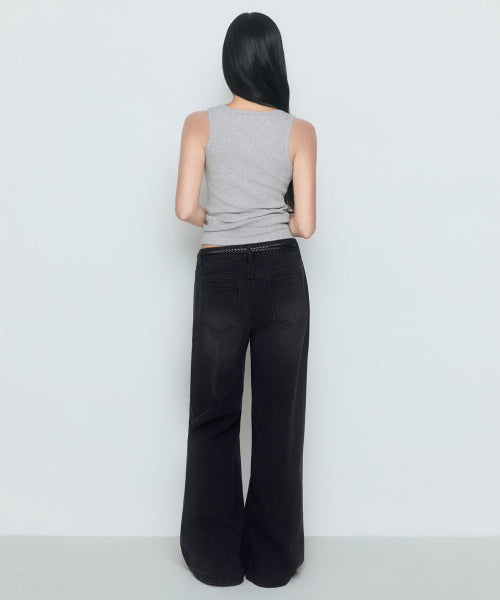 MUSINSA STANDARD WOMAN MUSINSA STANDARD WOMAN Women's Wide Trapeze Denim Pants (Washed Black)