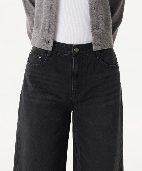 MUSINSA STANDARD WOMAN MUSINSA STANDARD WOMAN Women's Wide Trapeze Denim Pants (Washed Black)