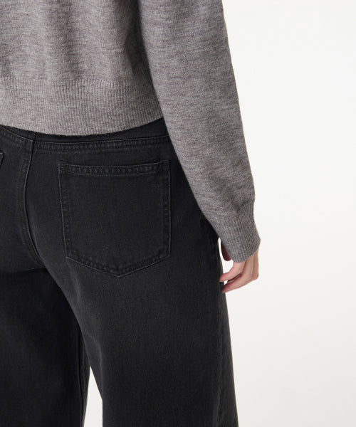 MUSINSA STANDARD WOMAN MUSINSA STANDARD WOMAN Women's Wide Trapeze Denim Pants (Washed Black)