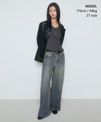 MUSINSA STANDARD WOMAN MUSINSA STANDARD WOMAN Women's Wide Trapeze Denim Pants [Rusty Blue]