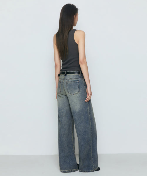 MUSINSA STANDARD WOMAN MUSINSA STANDARD WOMAN Women's Wide Trapeze Denim Pants [Rusty Blue]