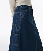MUSINSA STANDARD WOMAN MUSINSA STANDARD WOMAN Denim Carpenter Long Skirt [Medium Indigo]