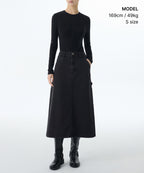 MUSINSA STANDARD WOMAN MUSINSA STANDARD WOMAN Women's Denim Carpenter Long Skirt (Washed Black)