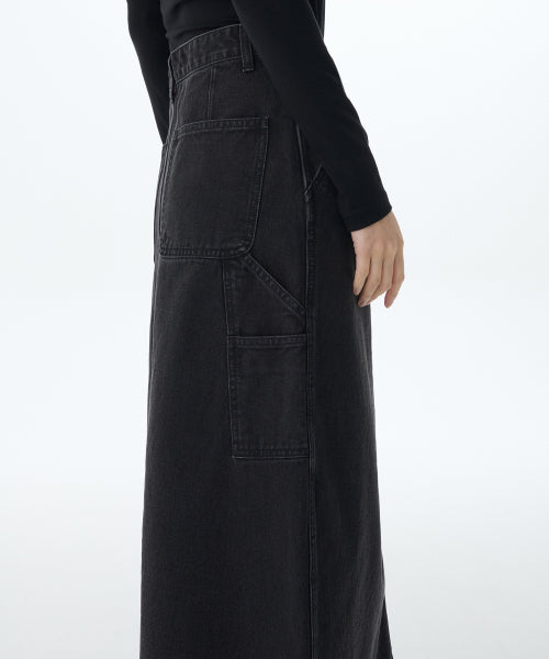 MUSINSA STANDARD WOMAN MUSINSA STANDARD WOMAN Women's Denim Carpenter Long Skirt (Washed Black)